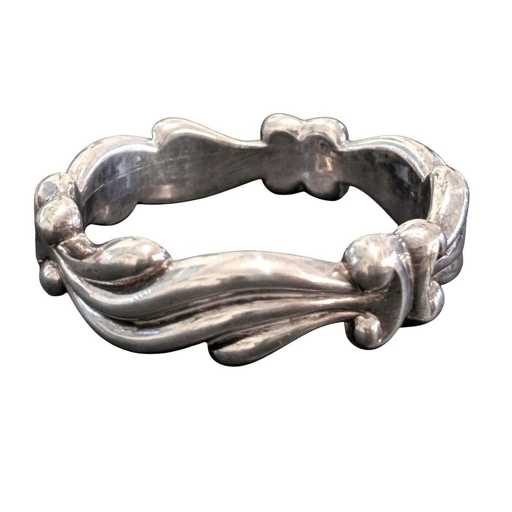 Vintage Brutalist Sterling Silver Sculptural Wave Bangle Bracelet Statement Cuff - Picture 5 of 7